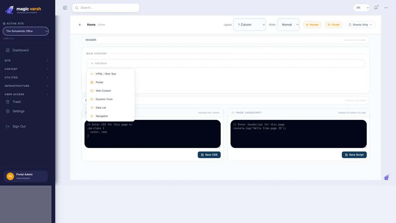 MagicVarsh drag-and-drop page editor