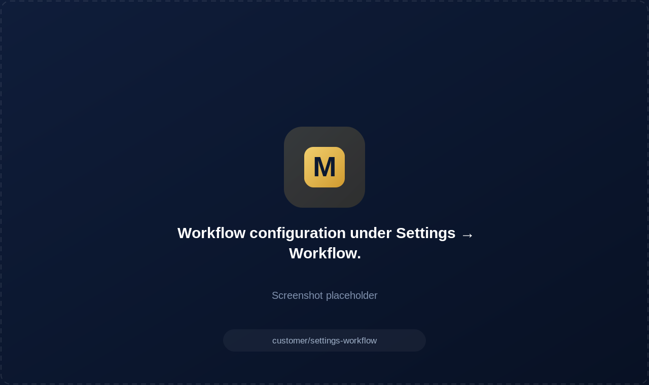 Workflow configuration under Settings → Workflow.
