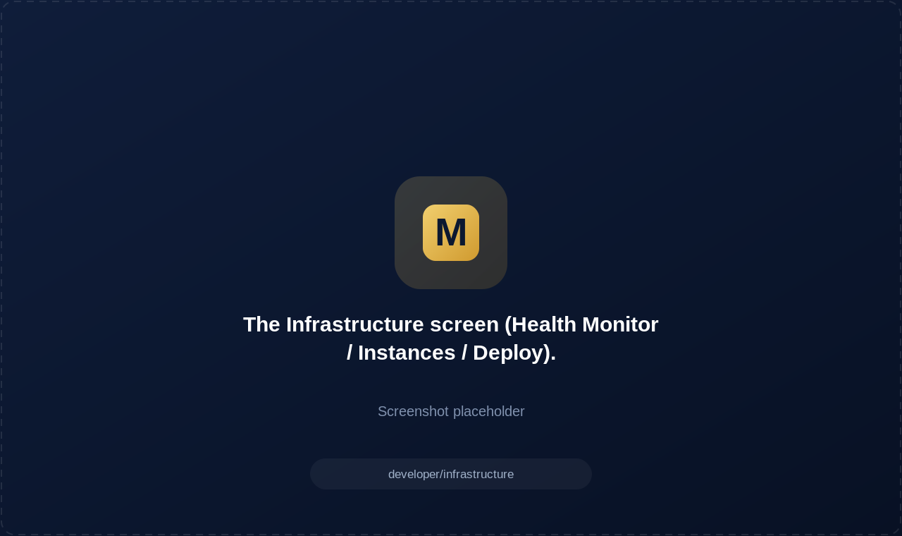 The Infrastructure screen (Health Monitor / Instances / Deploy).