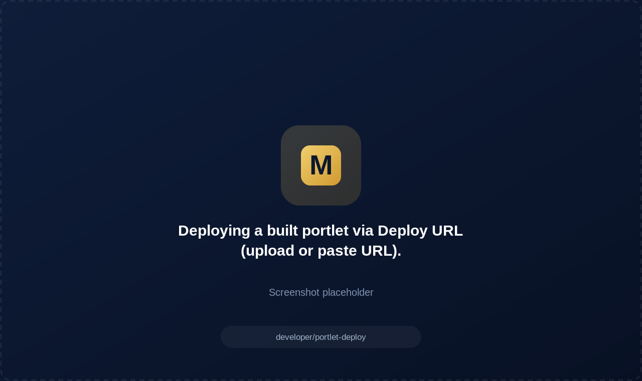 Deploying a built portlet via Deploy URL (upload or paste URL).