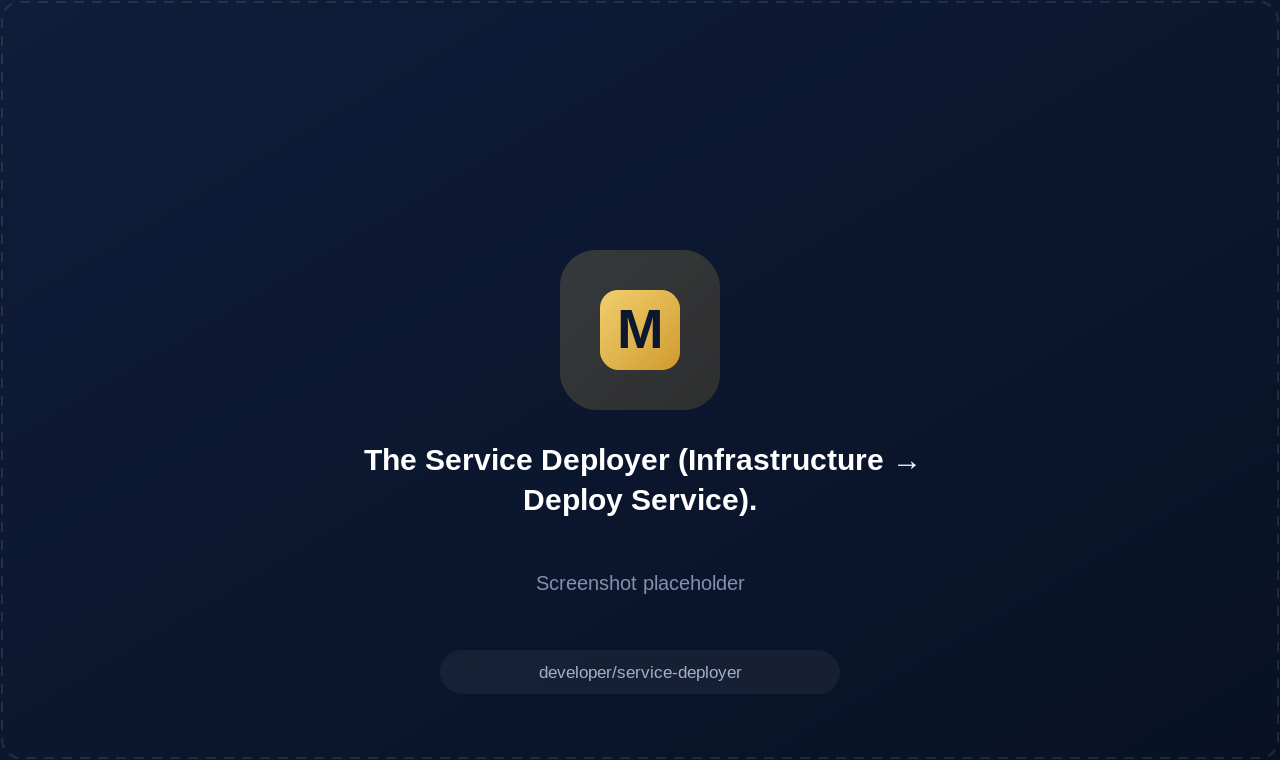 The Service Deployer (Infrastructure → Deploy Service).